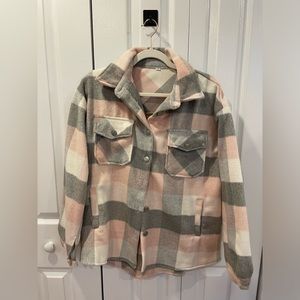 bundle of 2 checkered pattern shacket (pink and red)